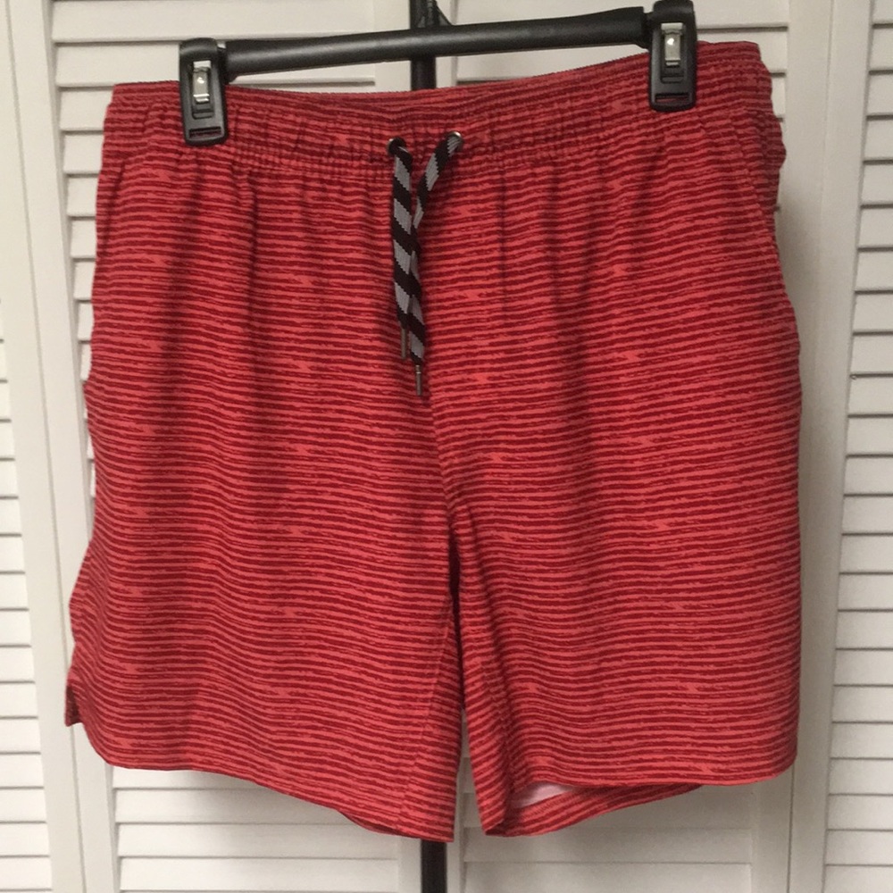 George [g], Striped, Red, Swim Trunks (Large - 36 to 38)